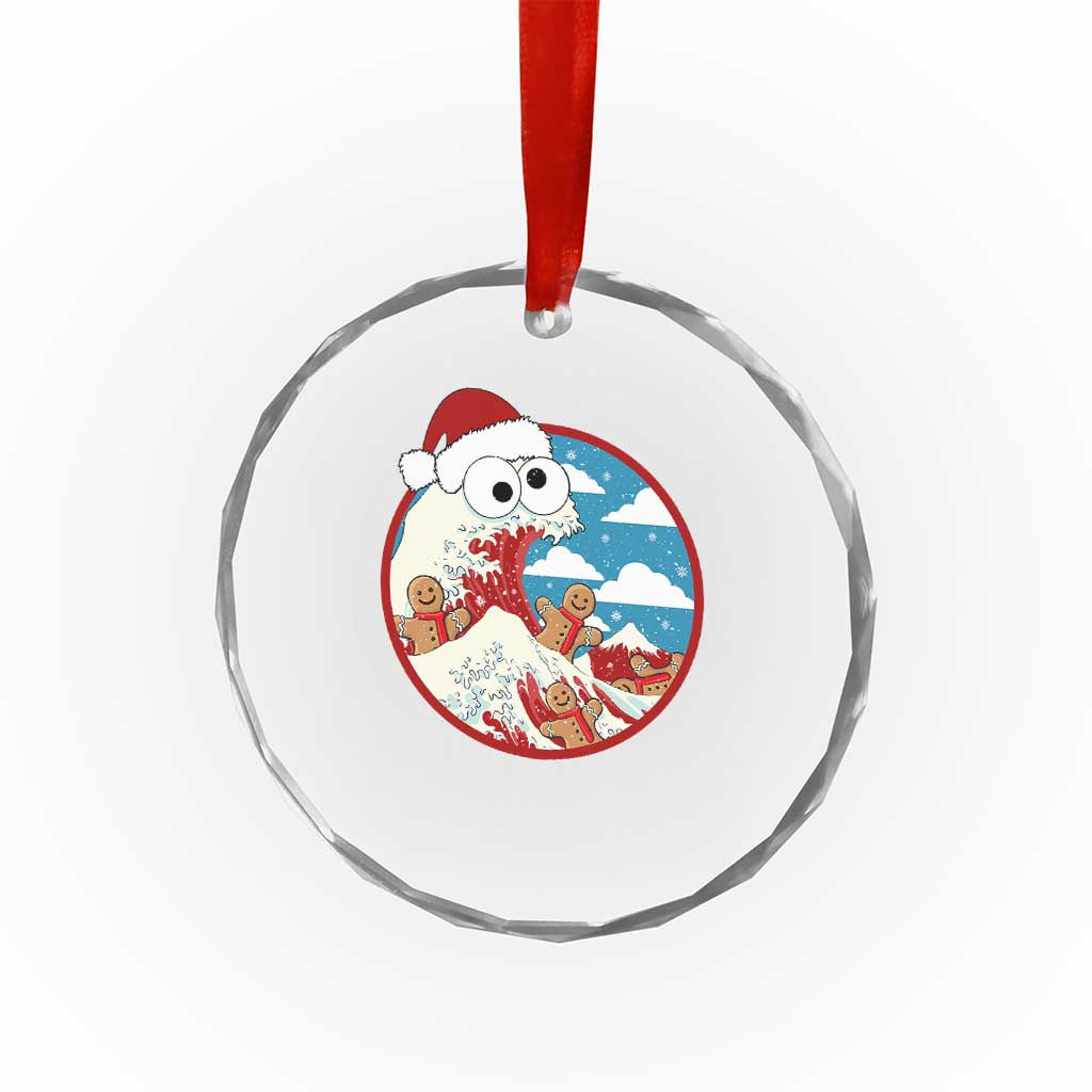 Funny Christmas Crystal Glass Ornament Santa Tsunami Is Eating Ginger Bread Xmas TS11 Print Your Wear