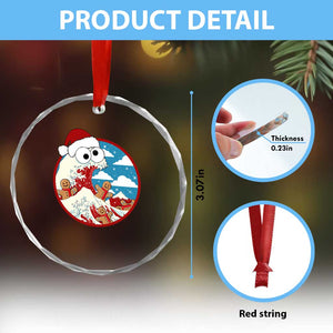 Funny Christmas Crystal Glass Ornament Santa Tsunami Is Eating Ginger Bread Xmas TS11 Print Your Wear