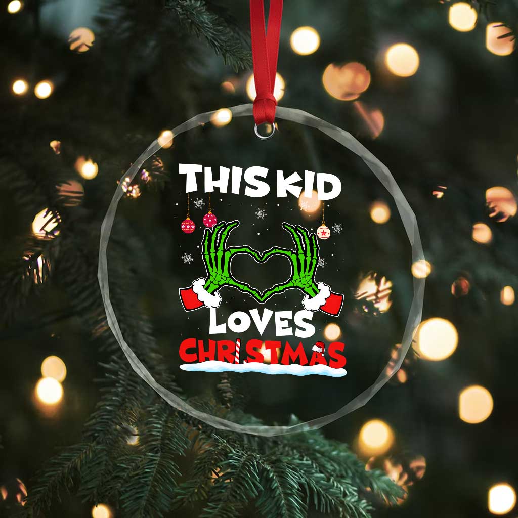 Funny Christmas Crystal Glass Ornament This Kid Loves Xmas Skeleton Heart TS02 Print Your Wear