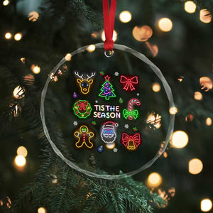 Funny Christmas Crystal Glass Ornament Tis The Season Neon Lights Santa Gingerbread TS11 Print Your Wear