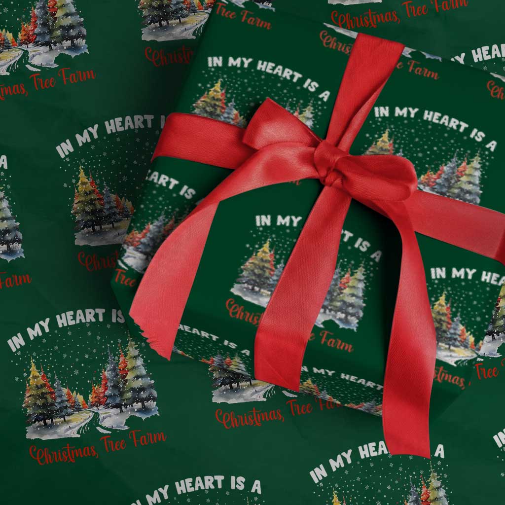 Funny Christmas Wrapping Paper Roll In My Heart Is A Xmas Tree Farm Retro Vintage Clothing TS02 Green Print Your Wear