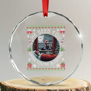 Funny Christmas Diddy Crystal Glass Ornament He Sees You When You Are Sleeping Baby Oil Ugly Xmas TS11 Transparent Glass 3'' Circle Print Your Wear