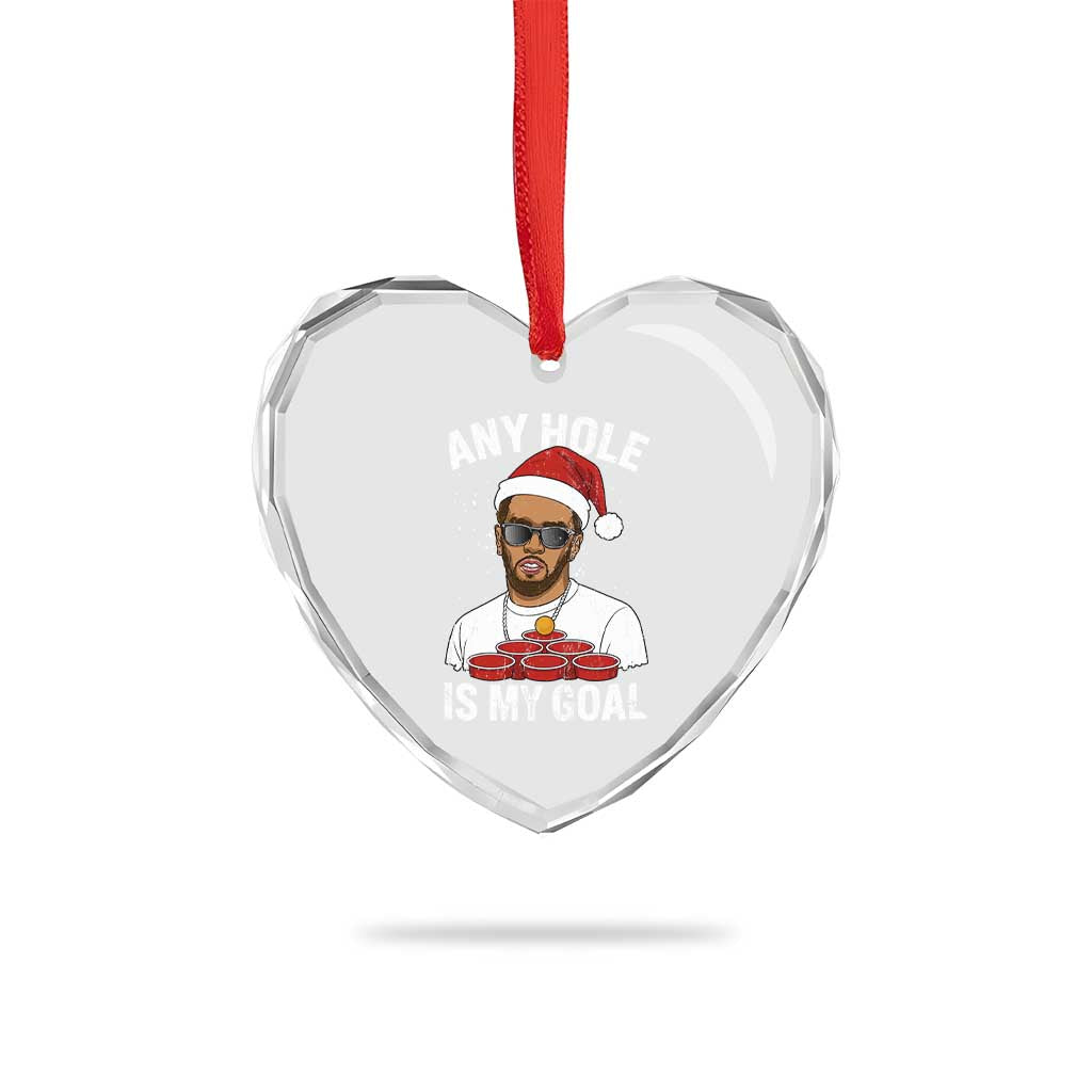 Funny Christmas Diddy Heart Crystal Glass Ornament Any Hole is My Goal TS10 Print Your Wear
