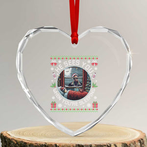 Funny Christmas Diddy Heart Crystal Glass Ornament He Sees You When You Are Sleeping Baby Oil Ugly Xmas TS11 Transparent Glass 3'' Heart Print Your Wear
