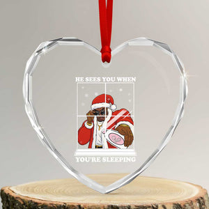 Funny Christmas Diddy Heart Crystal Glass Ornament He Sees You When Youre Sleeping Dirty Ugly Xmas TS10 Transparent Glass 3'' Heart Print Your Wear