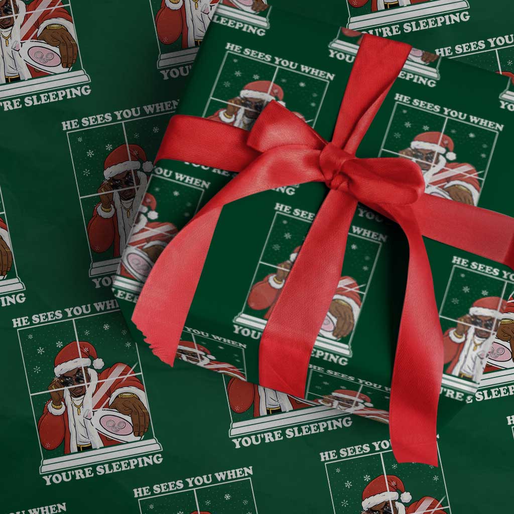 Funny Christmas Diddy Wrapping Paper Roll He Sees You When Youre Sleeping Dirty Ugly Xmas TS10 Green Print Your Wear