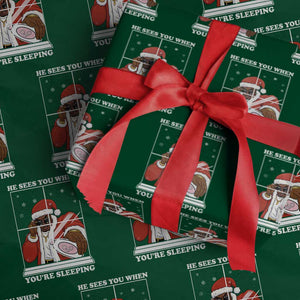 Funny Christmas Diddy Wrapping Paper Roll He Sees You When Youre Sleeping Dirty Ugly Xmas TS10 Green Print Your Wear
