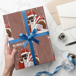 Funny Christmas Diddy Wrapping Paper Roll He Sees You When Youre Sleeping Dirty Ugly Xmas TS10 Mocha Print Your Wear