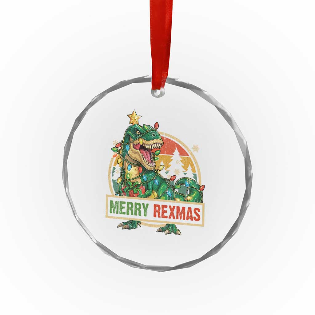 Funny Christmas Dinosaur Crystal Glass Ornament Merry Rexmas Dino Xmas Tree TS11 Print Your Wear