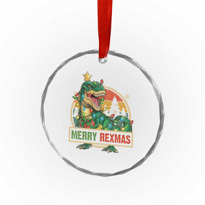 Funny Christmas Dinosaur Crystal Glass Ornament Merry Rexmas Dino Xmas Tree TS11 Print Your Wear