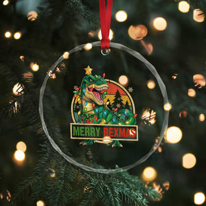 Funny Christmas Dinosaur Crystal Glass Ornament Merry Rexmas Dino Xmas Tree TS11 Print Your Wear