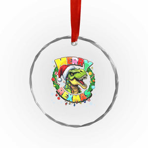 Funny Christmas Dinosaur Crystal Glass Ornament Merry Rexmas Dino Xmas Wreath TS11 Print Your Wear
