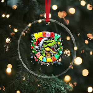 Funny Christmas Dinosaur Crystal Glass Ornament Merry Rexmas Dino Xmas Wreath TS11 Print Your Wear