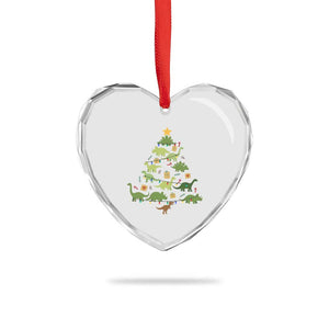 Funny Christmas Dinosaur Heart Crystal Glass Ornament Dino Xmas Tree Rex Paleontologist TS11 Print Your Wear