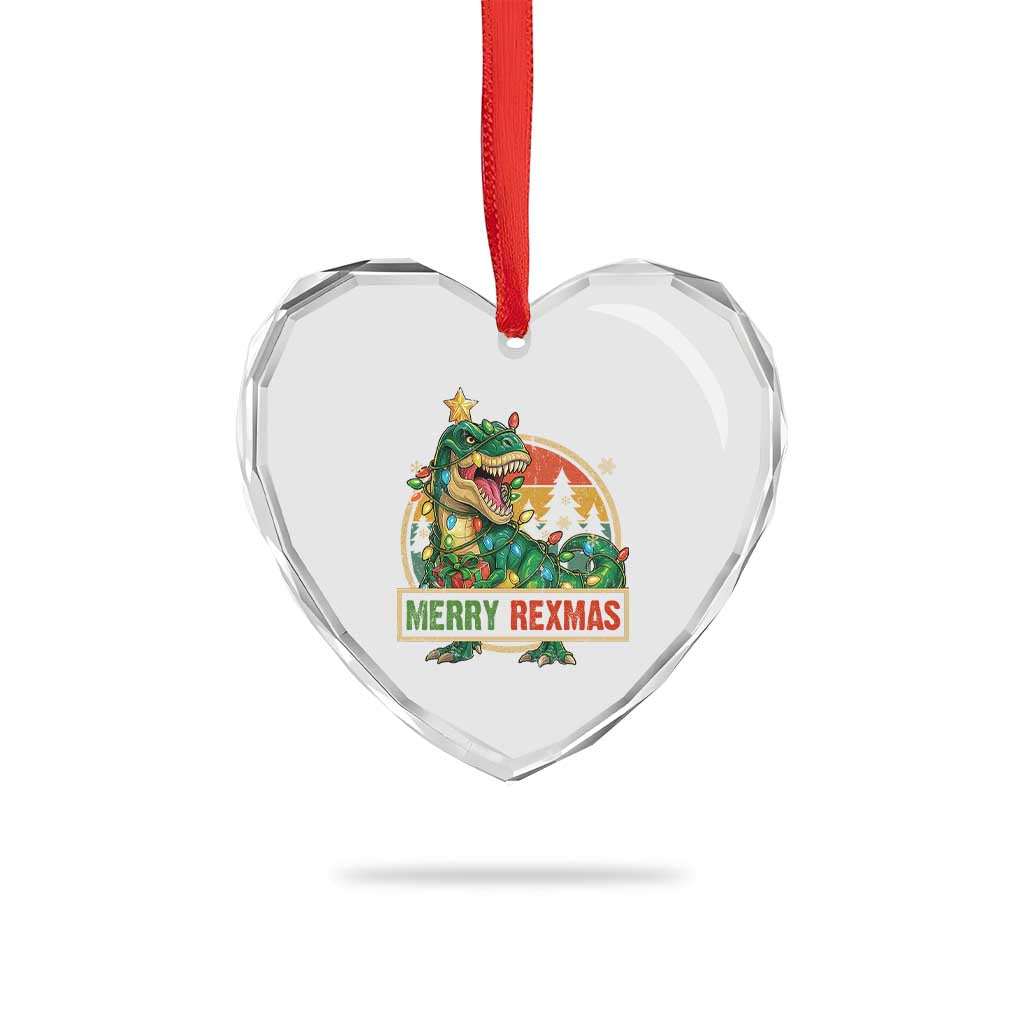 Funny Christmas Dinosaur Heart Crystal Glass Ornament Merry Rexmas Dino Xmas Tree TS11 Print Your Wear