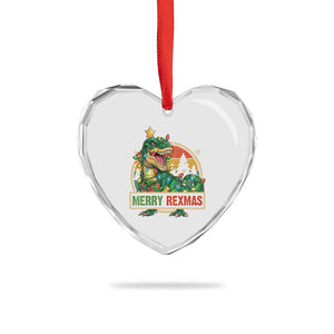 Funny Christmas Dinosaur Heart Crystal Glass Ornament Merry Rexmas Dino Xmas Tree TS11 Print Your Wear