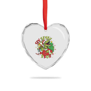 Funny Christmas Dinosaur Lover Gift Heart Crystal Glass Ornament Trending Six Seven Bruh TS12 Print Your Wear