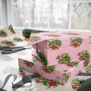 Funny Christmas Dinosaur Lover Gift Wrapping Paper Roll Trending Six Seven Bruh TS12 Light Pink Print Your Wear