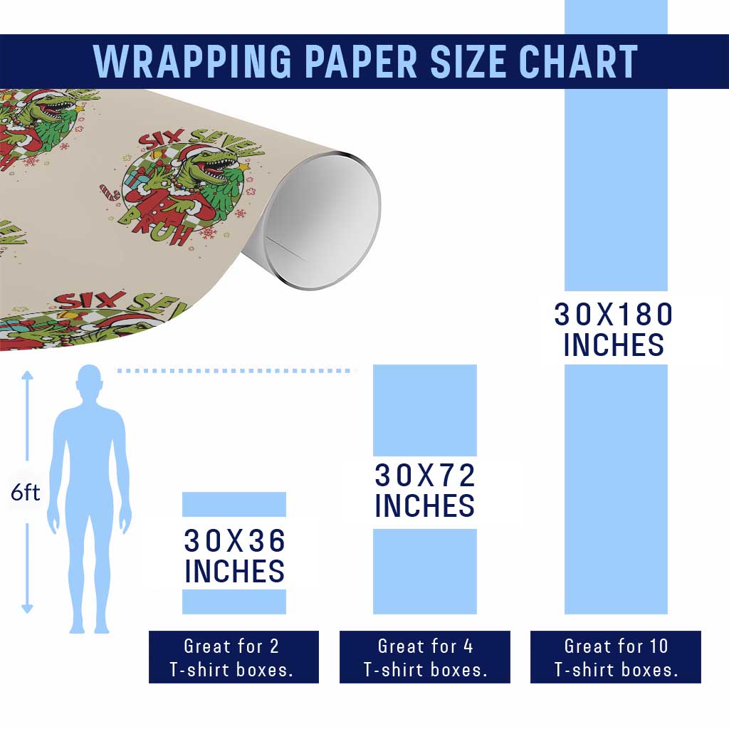 Funny Christmas Dinosaur Lover Gift Wrapping Paper Roll Trending Six Seven Bruh TS12 Print Your Wear