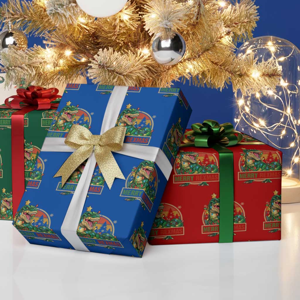 Funny Christmas Dinosaur Wrapping Paper Roll Merry Rexmas Dino Xmas Tree TS11 Print Your Wear