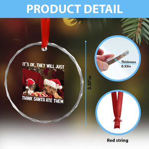 Funny Christmas Dog And Cat Crystal Glass Ornament It's Ok They Will Just Think Santa Ate Them TS11 Print Your Wear