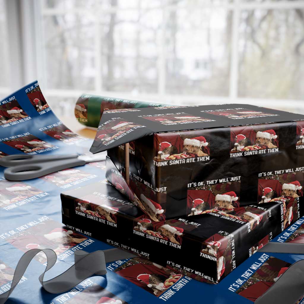 Funny Christmas Dog And Cat Wrapping Paper Roll It's Ok They Will Just Think Santa Ate Them TS11 Black Print Your Wear