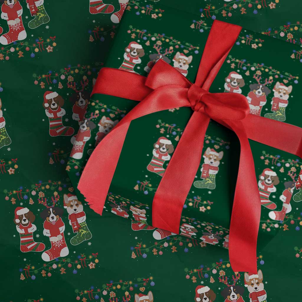 Funny Christmas Dog Owner Wrapping Paper Roll Socks Xmas Holiday TS11 Green Print Your Wear