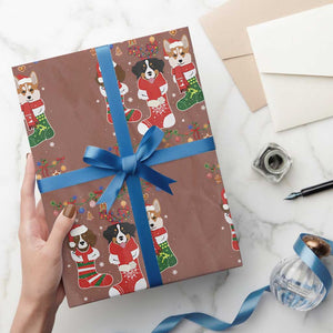Funny Christmas Dog Owner Wrapping Paper Roll Socks Xmas Holiday TS11 Mocha Print Your Wear