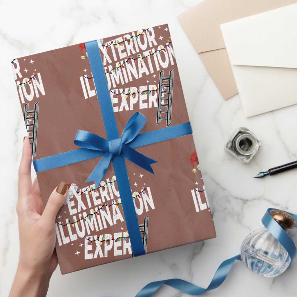 Funny Christmas Exterior Illumination Expert Wrapping Paper Roll Xmas Lights Decorator TS11 Mocha Print Your Wear
