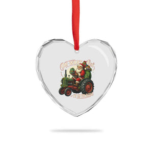 Funny Christmas Farmer Heart Crystal Glass Ornament Oh What Fun It Is To Ride Santa Farm Tractor TS11 Print Your Wear