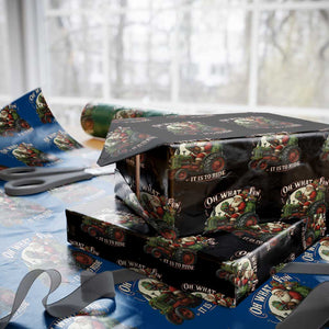 Funny Christmas Farmer Wrapping Paper Roll Oh What Fun It Is To Ride Santa Farm Tractor TS11 Black Print Your Wear