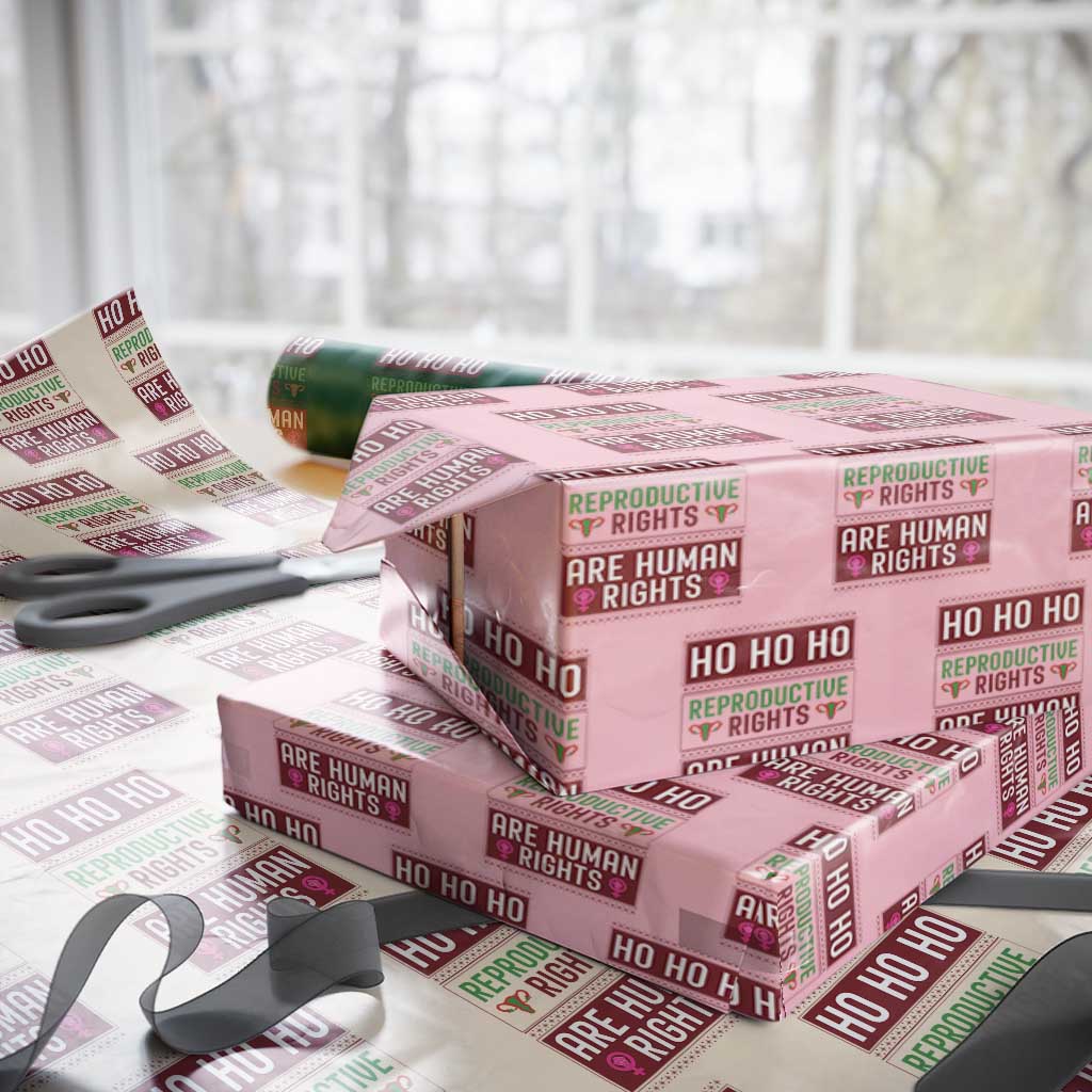Funny Christmas Feminist Gift Wrapping Paper Roll Reproductive Rights Are Human Rights TS12 Light Pink Print Your Wear