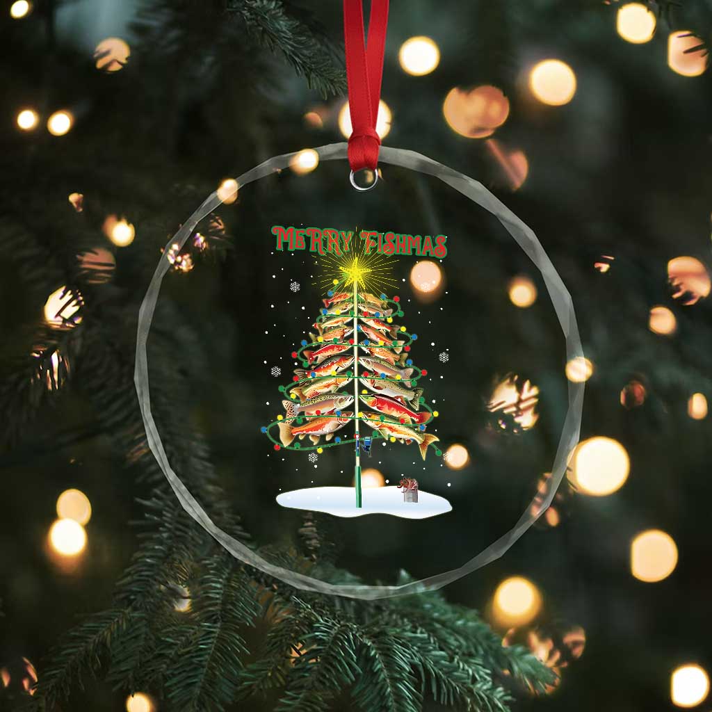 Funny Christmas Fishing Crystal Glass Ornament Merry Fishmas Fish Xmas Tree Star TS11 Print Your Wear