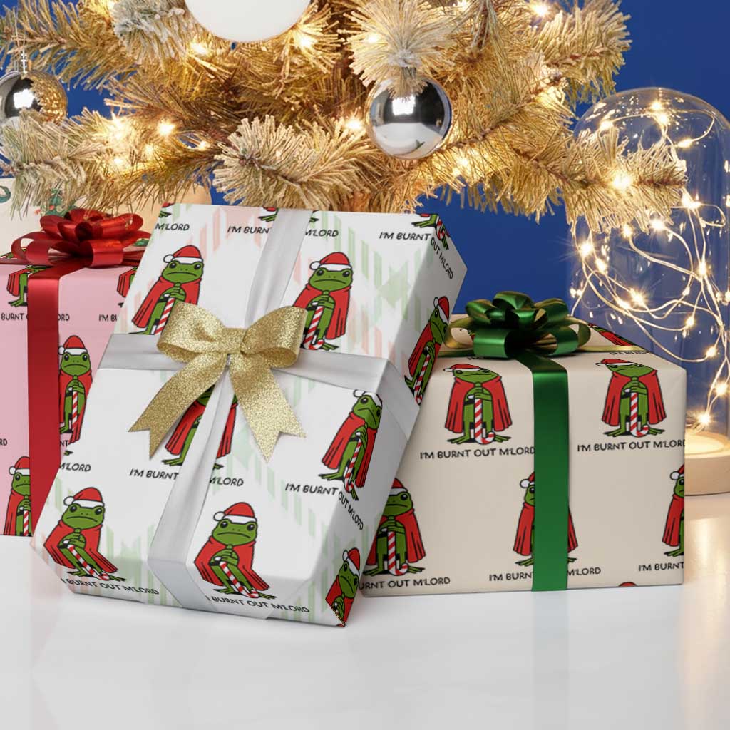 Funny Christmas Frog Knight Wrapping Paper Roll I Am Burnt Out M Lord Medieval Meme TS11 Print Your Wear