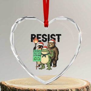 Funny Christmas Frogs Together Strong Heart Crystal Glass Ornament Portland Resist Meme Gift TS12 Transparent Glass 3'' Heart Print Your Wear