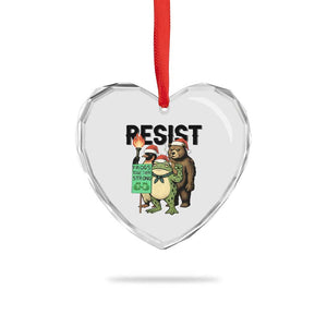 Funny Christmas Frogs Together Strong Heart Crystal Glass Ornament Portland Resist Meme Gift TS12 Print Your Wear