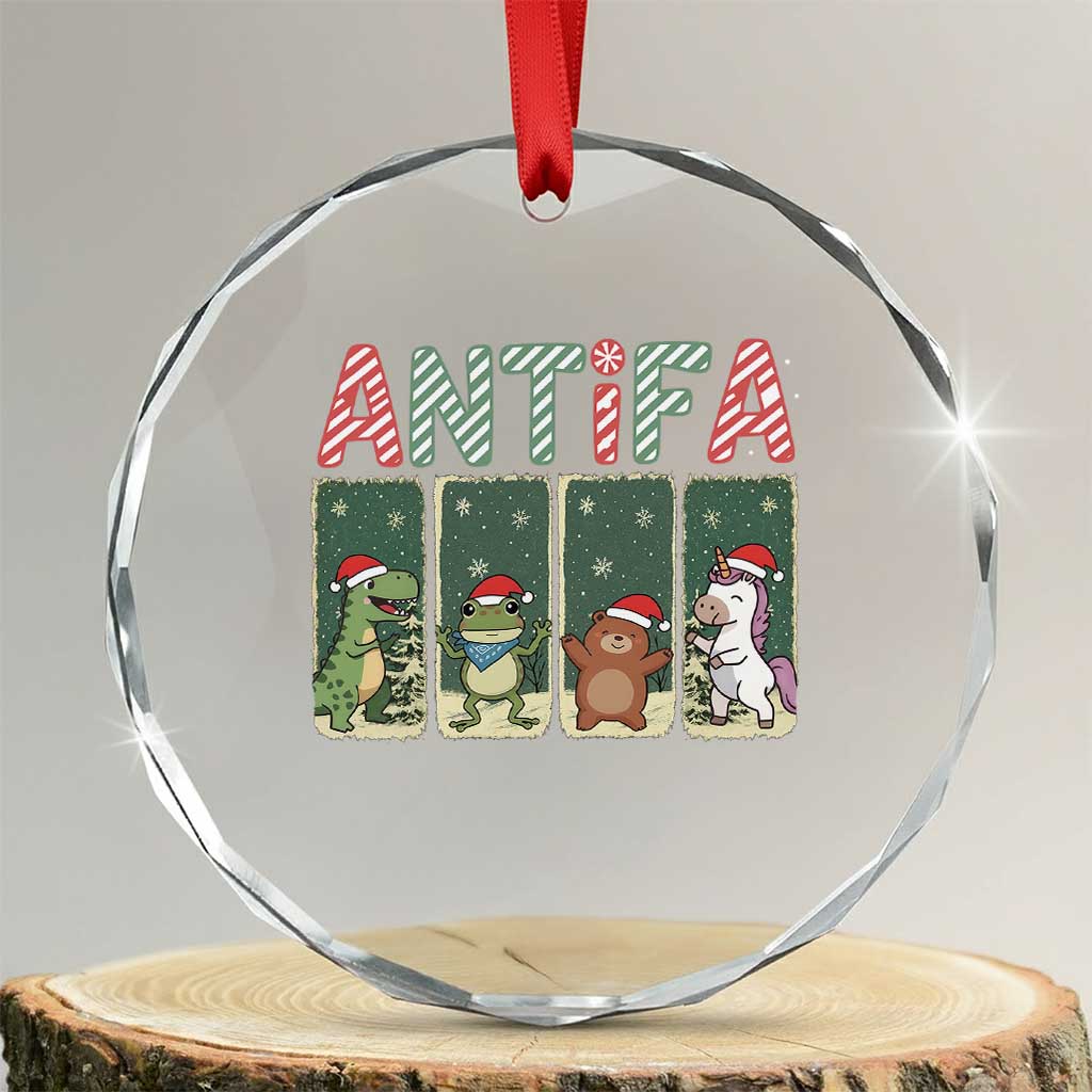Funny Christmas Frogtifa Crystal Glass Ornament Portland Resist Frog Protest - Print Your Wear