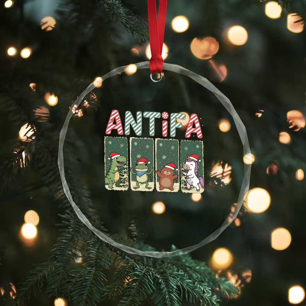 Funny Christmas Frogtifa Crystal Glass Ornament Portland Resist Frog Protest TS12 Print Your Wear