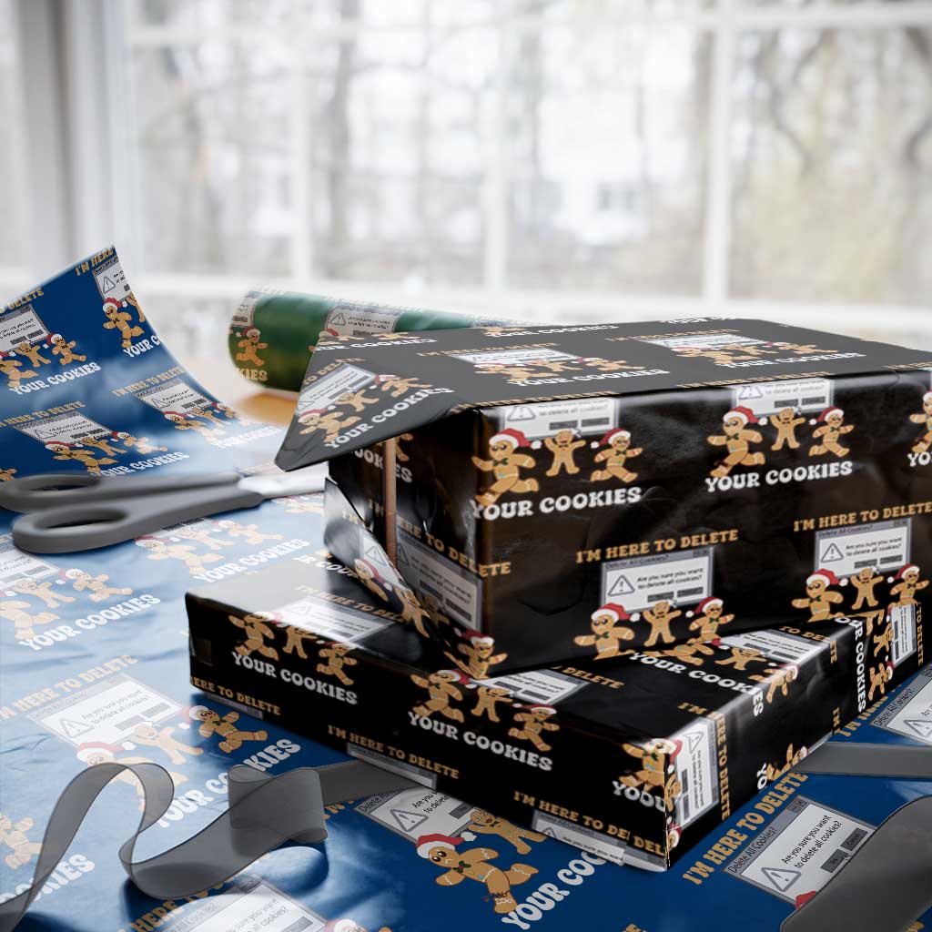 Funny Christmas Gingerbread Wrapping Paper Roll I'm Here To Delete Your Cookies Santa TS11 Black Print Your Wear
