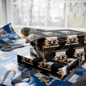 Funny Christmas Gingerbread Wrapping Paper Roll I'm Here To Delete Your Cookies Santa TS11 Black Print Your Wear