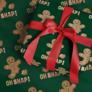 Funny Christmas Gingerbread Wrapping Paper Roll Oh Snap Cookie Baking TS11 Green Print Your Wear