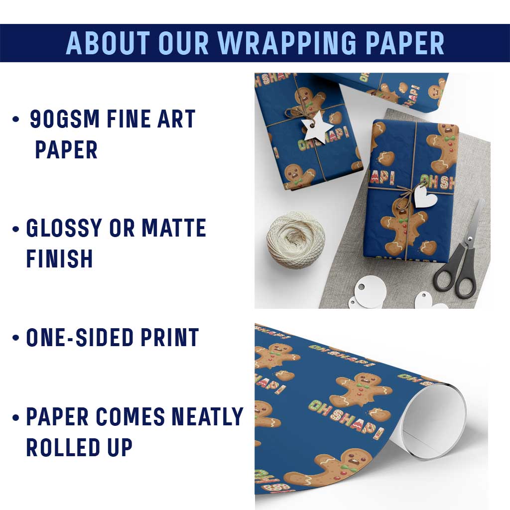Funny Christmas Gingerbread Wrapping Paper Roll Oh Snap Cookie Baking TS11 Print Your Wear