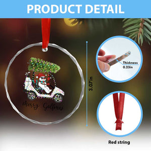 Funny Christmas Golf Crystal Glass Ornament Snowman Driving Golf Cart Merry Golfmas TS12 Print Your Wear