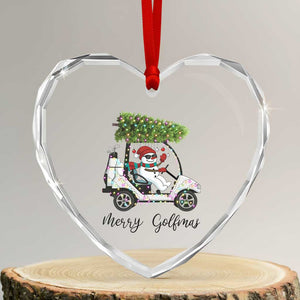 Funny Christmas Golf Heart Crystal Glass Ornament Snowman Driving Golf Cart Merry Golfmas TS12 Transparent Glass 3'' Heart Print Your Wear