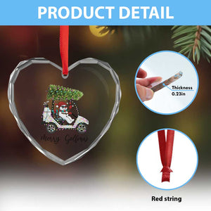 Funny Christmas Golf Heart Crystal Glass Ornament Snowman Driving Golf Cart Merry Golfmas TS12 Print Your Wear