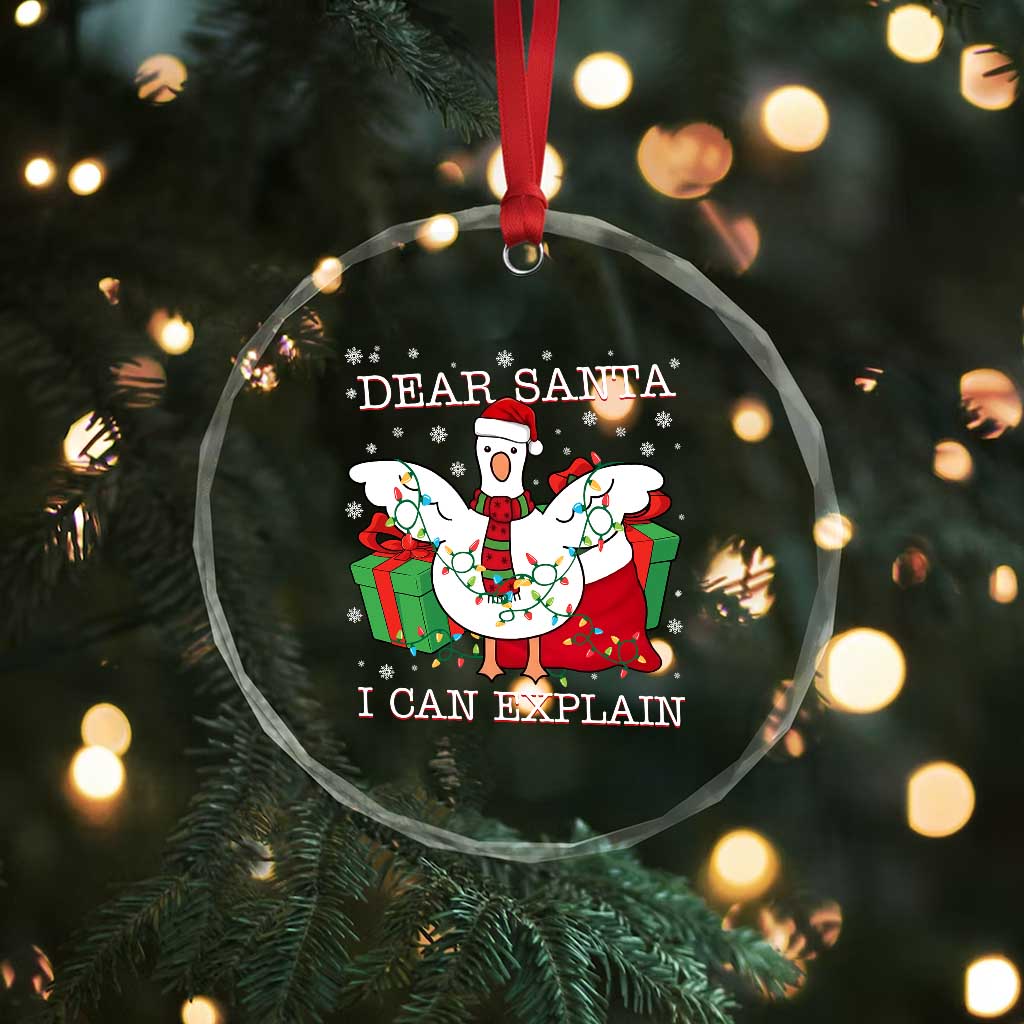 Funny Christmas Goose Crystal Glass Ornament Dear Santa I Can Explain Cute Xmas Meme TS10 Print Your Wear