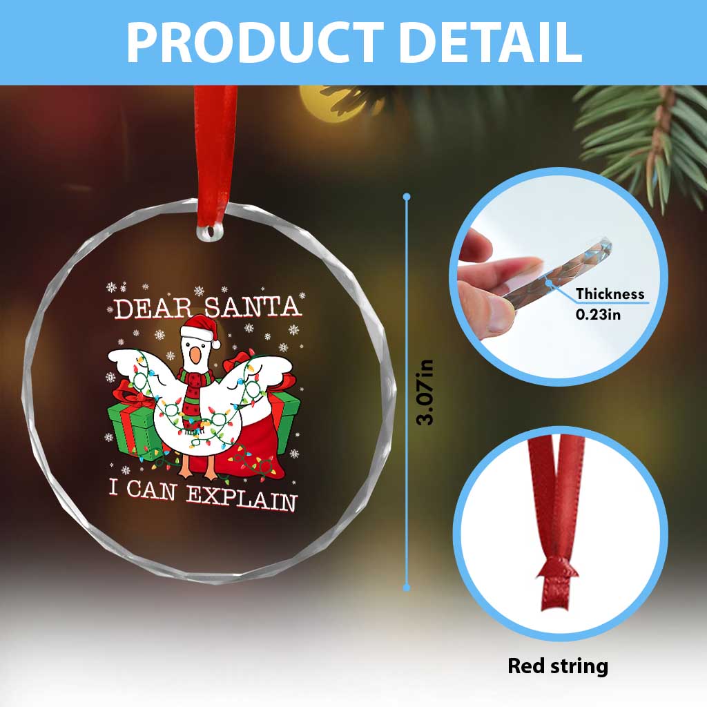 Funny Christmas Goose Crystal Glass Ornament Dear Santa I Can Explain Cute Xmas Meme TS10 Print Your Wear
