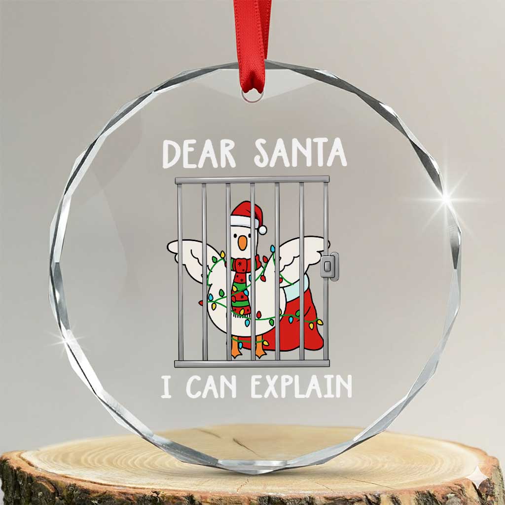 Funny Christmas Goose Crystal Glass Ornament Dear Santa I Can Explain Xmas Meme TS10 Transparent Glass 3'' Circle Print Your Wear