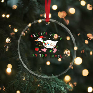 Funny Christmas Goose Crystal Glass Ornament Festive Goose On The Loose Xmas Duck Meme TS10 Print Your Wear