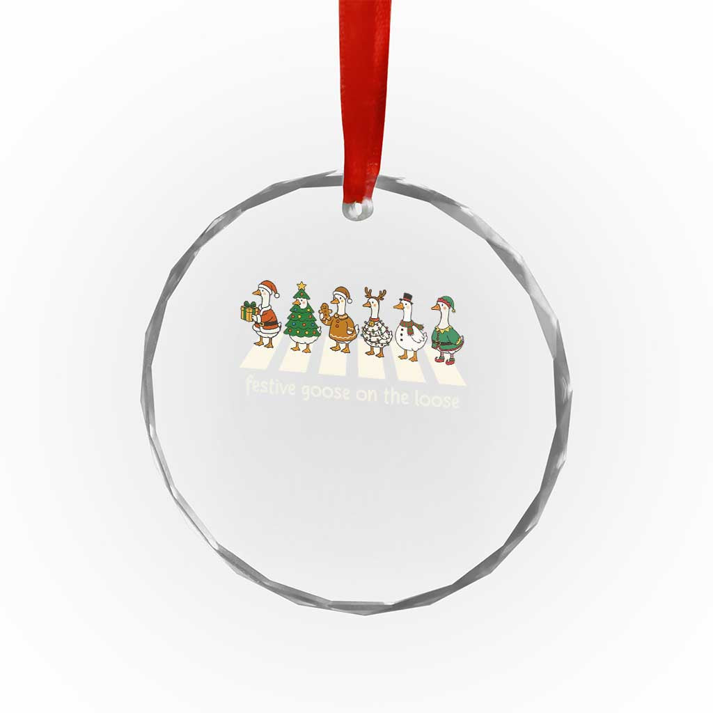 Funny Christmas Goose Crystal Glass Ornament Festive Goose On The Loose Xmas Meme TS10 Print Your Wear
